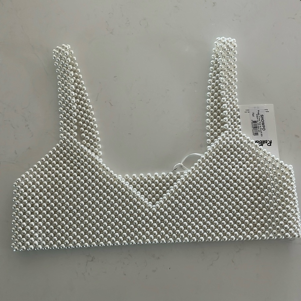 Peggy crop top pearl - Showpo